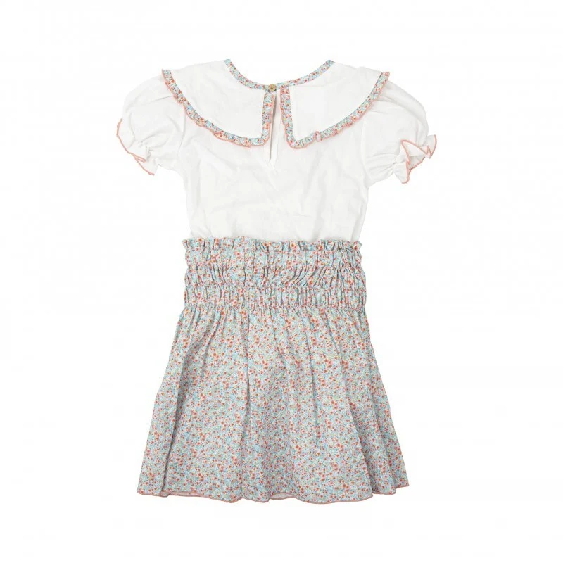 Vestido con Cuello y Falda Floral - Imagen 3
