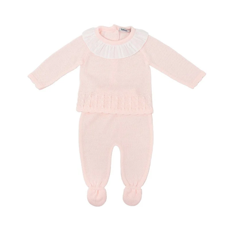Conjunto Polaina Punto Rosa Manga Larga