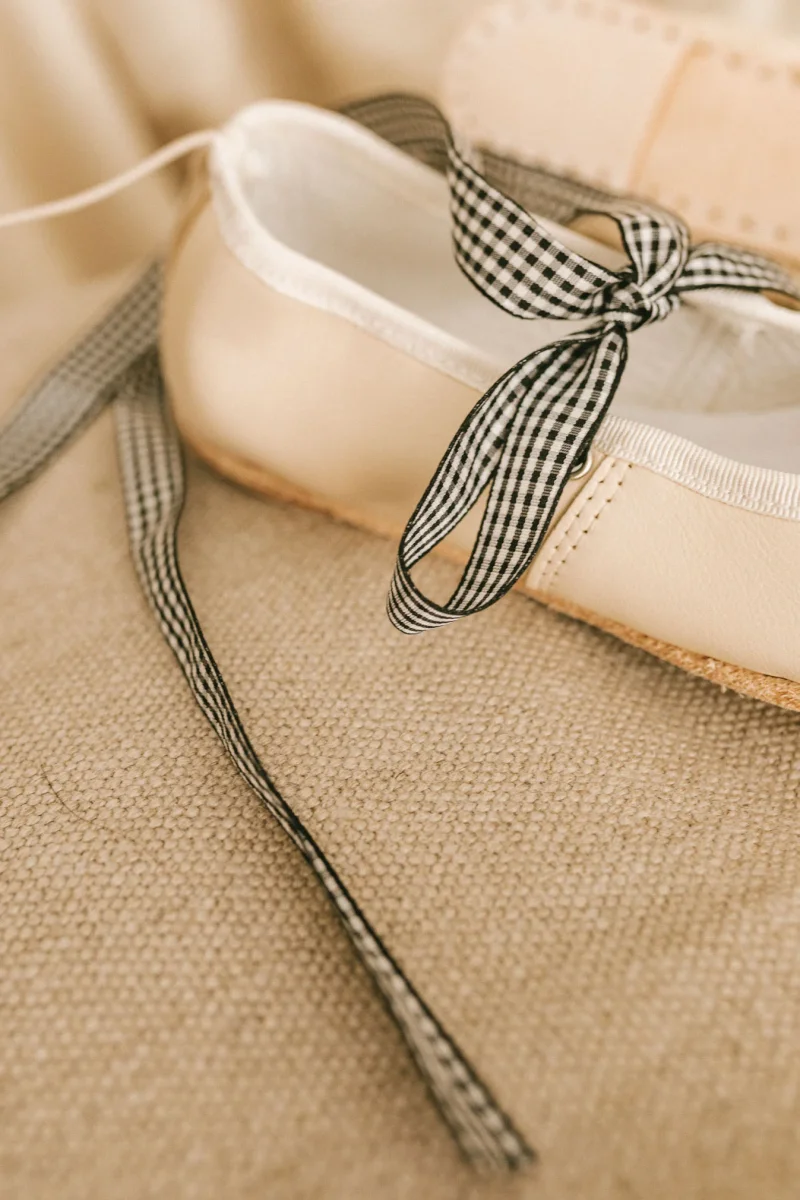 Bailarina Mónica - Beige con Cintas Vichy - Imagen 9