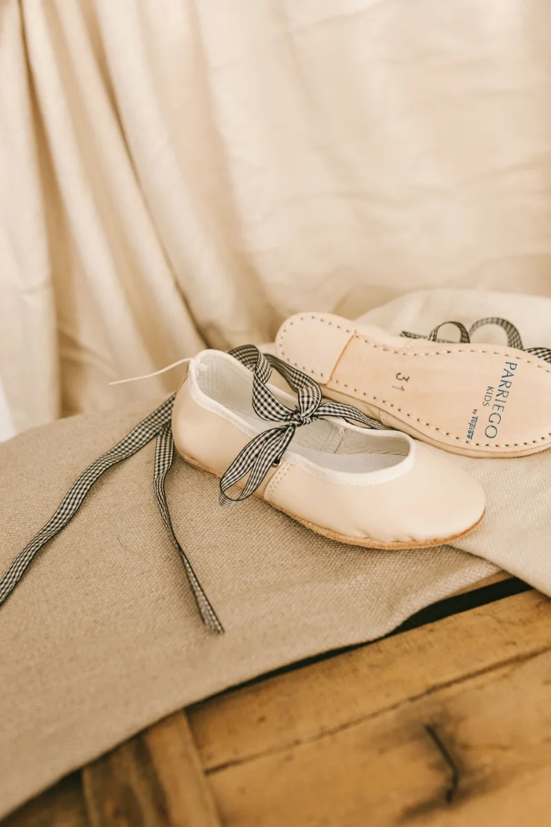 Bailarina Mónica - Beige con Cintas Vichy - Imagen 8