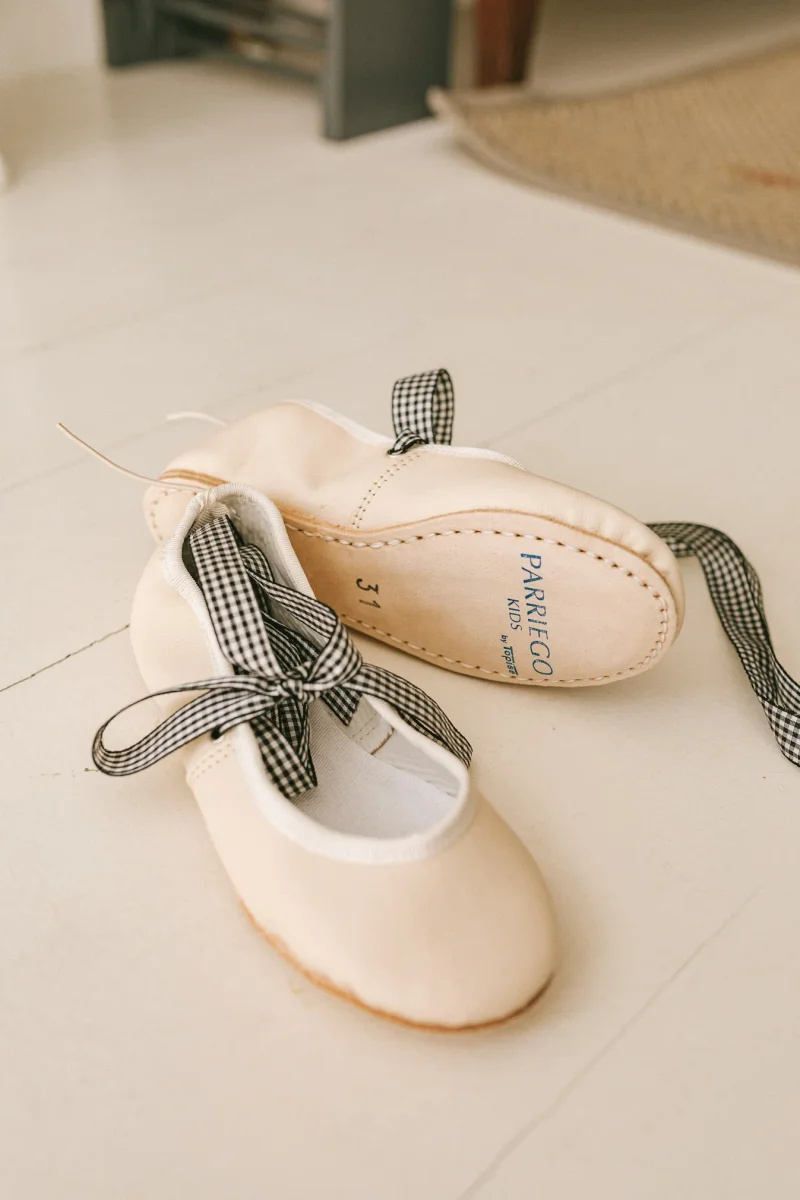 Bailarina Mónica - Beige con Cintas Vichy