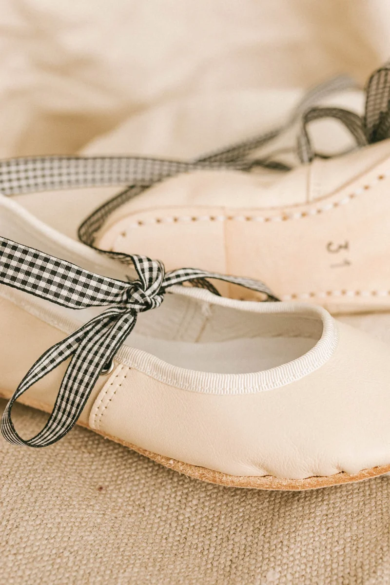 Bailarina Mónica - Beige con Cintas Vichy - Imagen 3