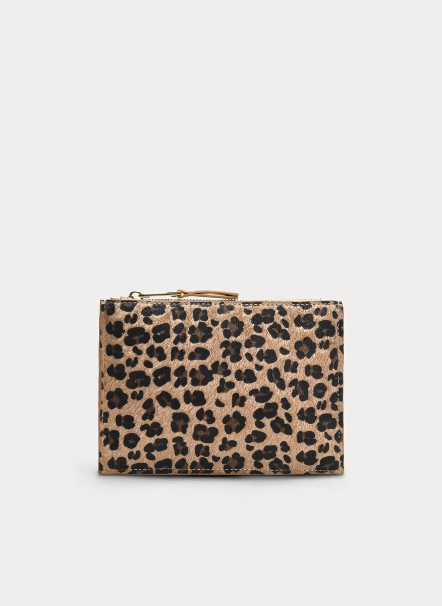 BOLSO DE MANO LEOPARDO BEIGE CON ASA DORADA - Imagen 3