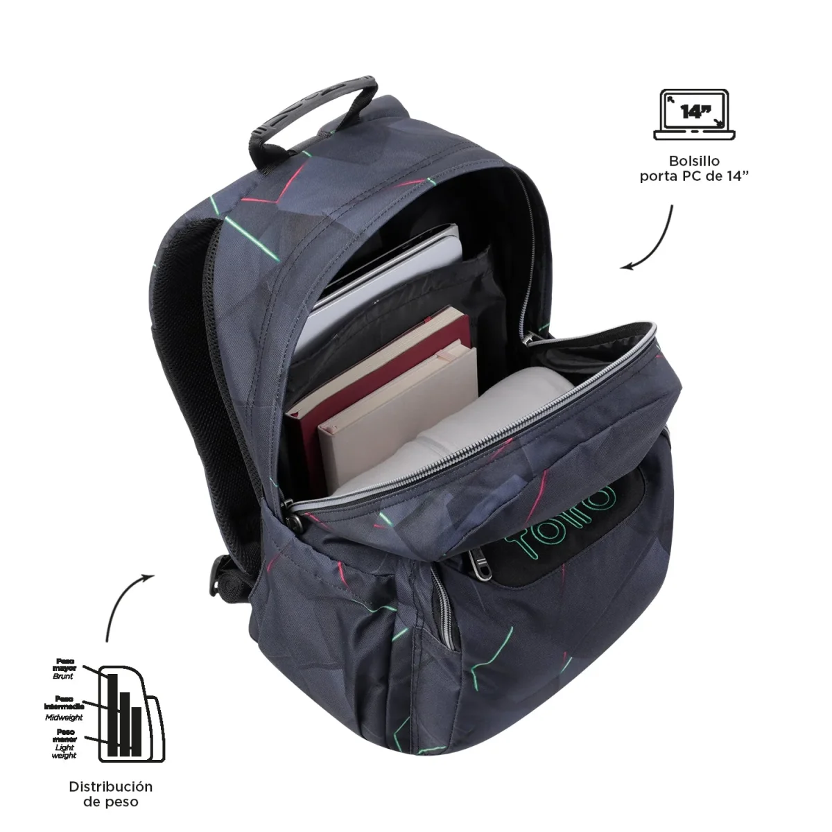Mochila Totto Acuareles Fractal - 44cm - Imagen 4