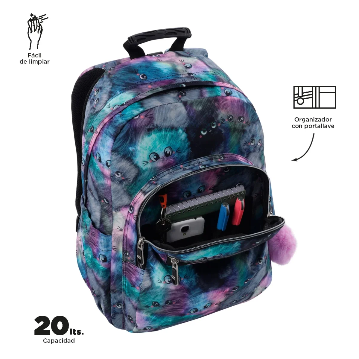 Mochila Totto Acuareles Kitten - 44cm - Imagen 6