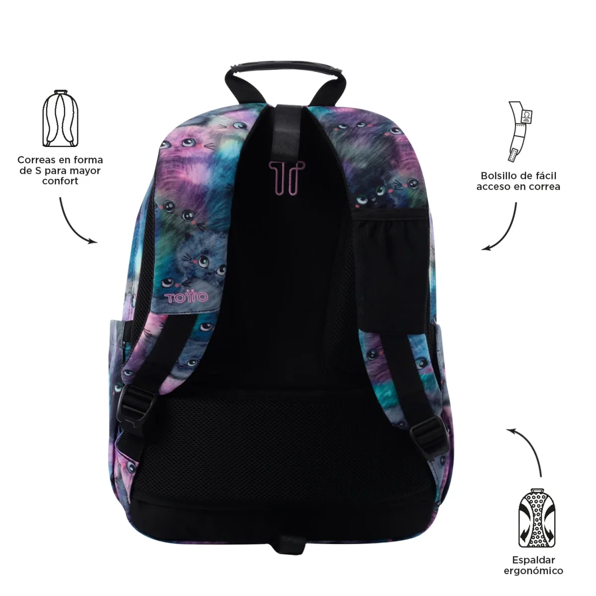 Mochila Totto Acuareles Kitten - 44cm - Imagen 4