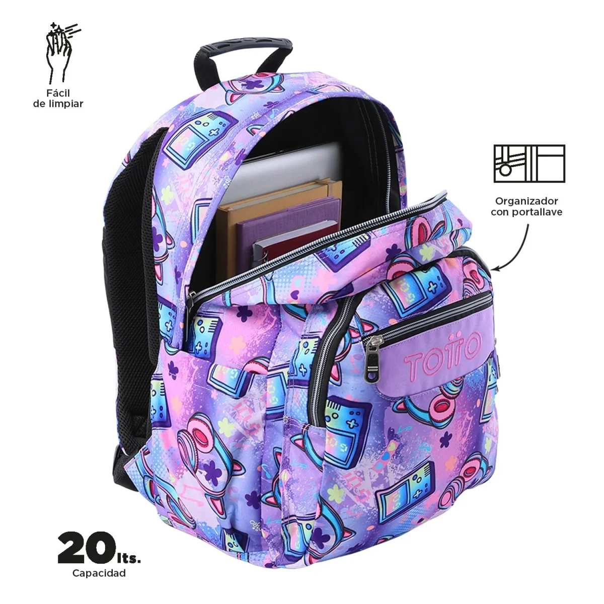Mochila Totto Acuareles Meowsical - 44cm - Imagen 6