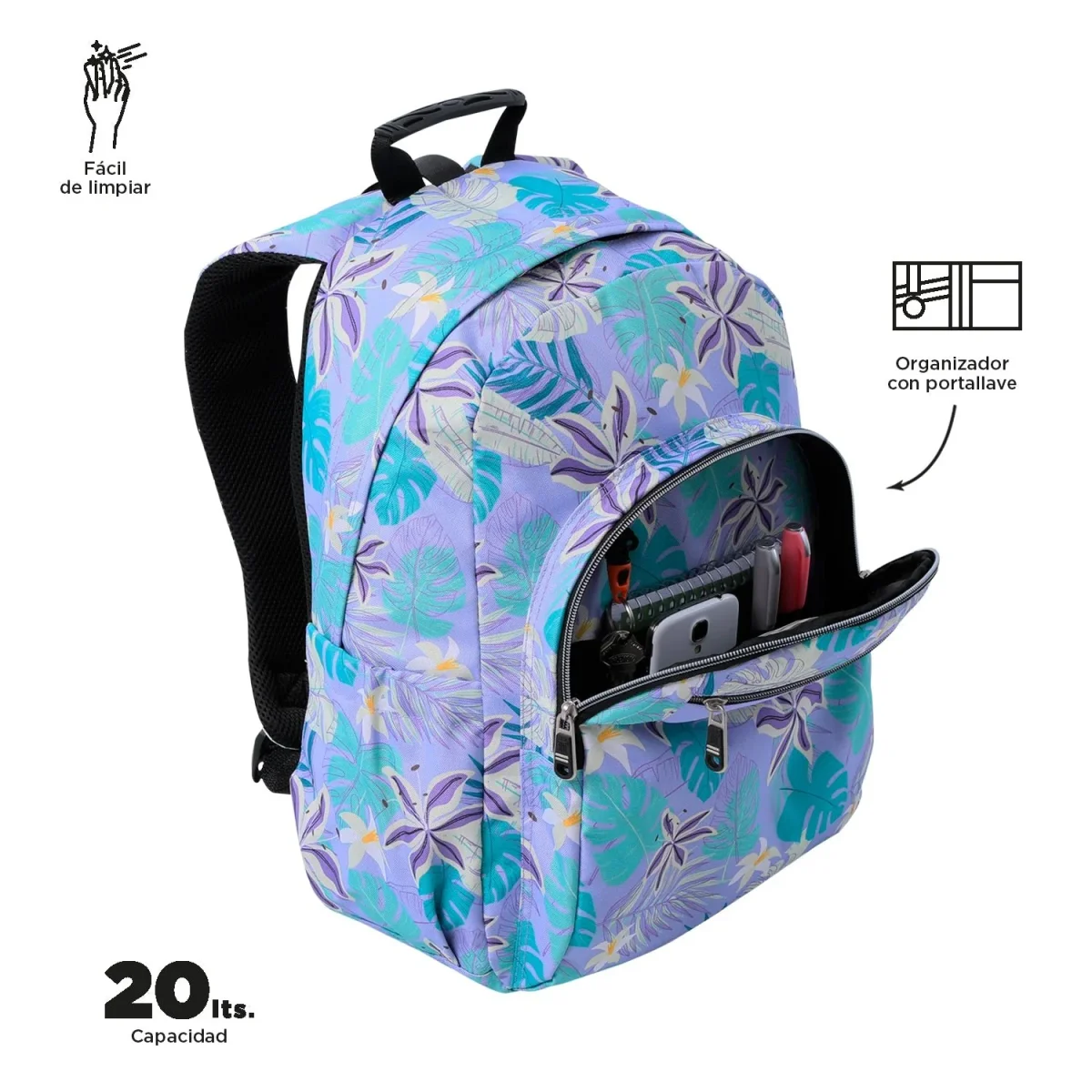 Mochila Totto Acuareles Morado - 44cm - Imagen 4