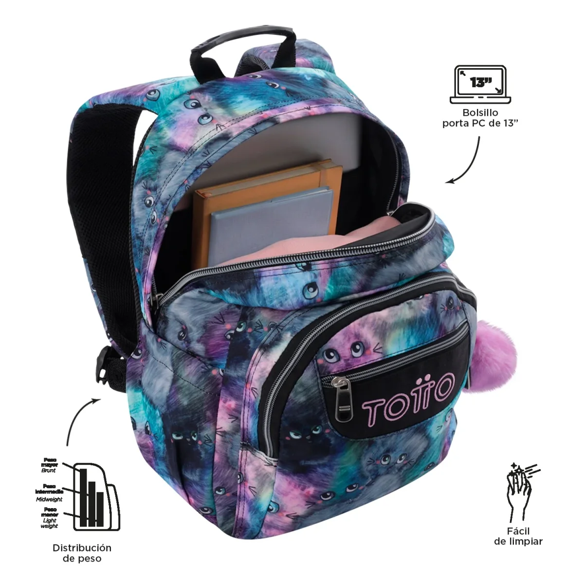Mochila Totto Gommas Kitten- 39 cm - Imagen 5