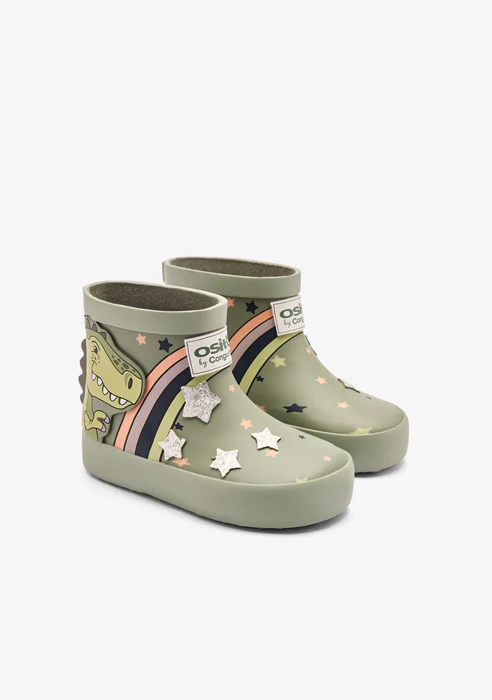 Botas de Lluvia Dinosaurio Khaki - Imagen 3