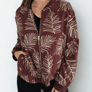 Chaqueta Bomber Bordado, color Burdeo