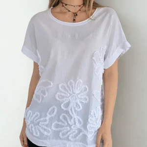 Polera Italiana Bordada, color Blanco