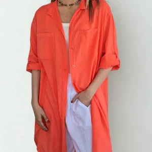 Blusa Italiana Larga, color Coral