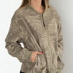 Chaqueta Bomber Bordada, color Verde