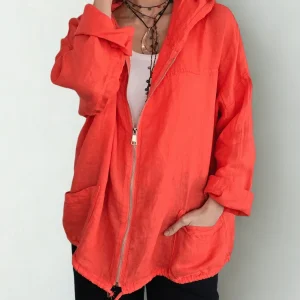 Chaqueta Italiana 100% Lino, color Coral