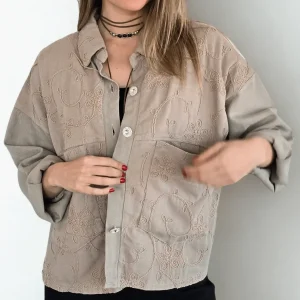 Chaqueta Bordada, color Taupe