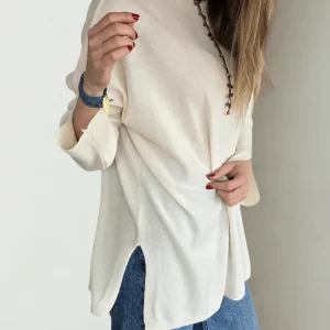 Sweater Italiano Puño Abierto, color Blanco Invierno