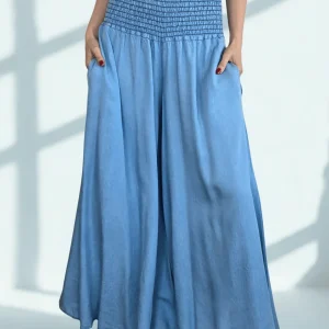Pantalón Palazzo Italiano Tencel, color Celeste