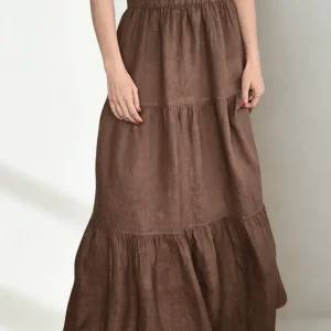 Pollera Italiana 100% Lino, color Chocolate