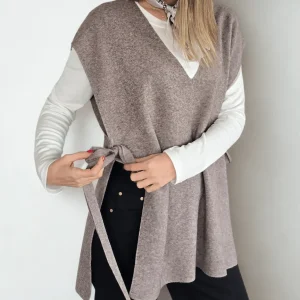 Sweater sin Mangas Lazo, color Taupe