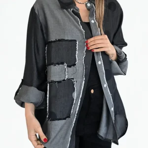 Blusa Jeans, color Gris