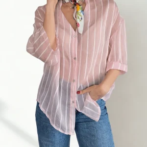 Blusa Italiana Rayada, fondo Rosado