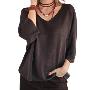 Sweater Italiano Manga 3/4, color Chocolate