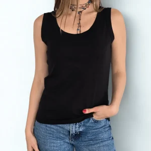 Polera Básica Sin Mangas, color Negro
