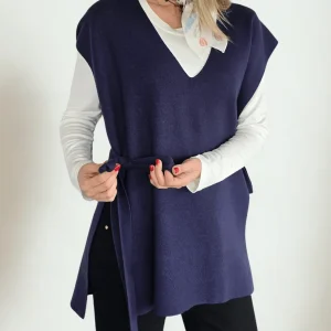 Sweater sin Mangas Lazo, color Azul Marino