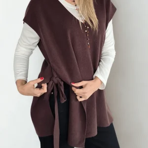 Sweater sin mAngas Lazo, color Chocolate
