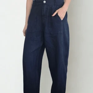 Pantalón Italiano 100% Lino, color Azul Marino