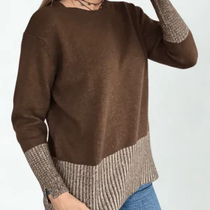 Sweater Italiano Pretina Rayada, color Chocolate