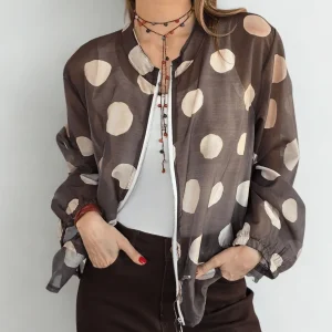 Chaqueta Italiana Lunares, fondo chocolate
