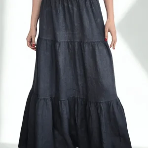 Pollera Italiana 100% Lino, color Gris