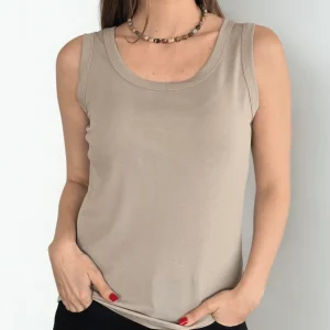 Polera Básica Sin Mangas, color Taupe