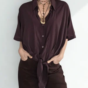 Blusa con Amarra, color Chocolate