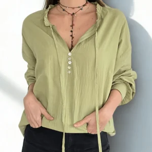 Blusa 100% algodón, color Pistacho